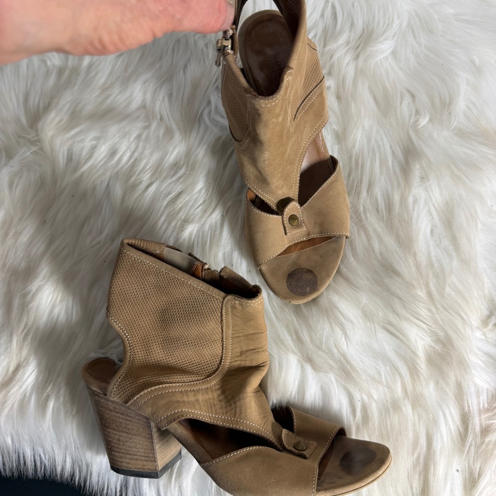 Fabianelli Tan Leather Peep Toe Cutout Ankle Boots H75 Made in Italy Size‎ 37